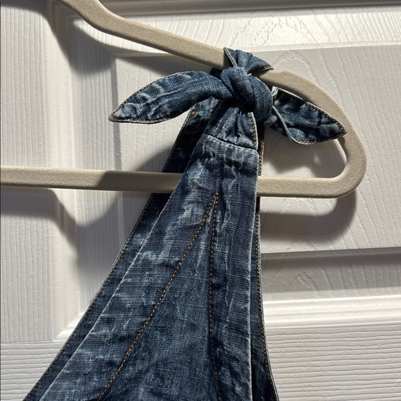 Anthropologie Pilcro Denim Tie Strap Swing Tank Top 4 Button Back Boho - Picture 4 of 9